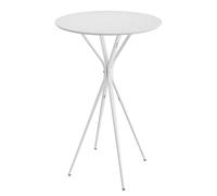 VASAGLE Mesa de Bar, Mesa Baja, Redonda, Alta, Estructura Metálica, 60 x 60 x 105 cm, para Cocina, Sala de Estar, Estilo Moderno, Fácil Montaje, Blanco Nube y Blanco Mate LBT024W01