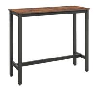 VASAGLE Mesa de Bar, Mesa de Cocina Rectangular Estrecha, Mesa Alta con Marco de Metal Robusto, 120 x 40 x 100 cm, Montaje Sencillo, Diseño Industrial, Marrón Rústico y Negro