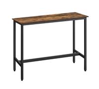VASAGLE Mesa de Bar, Mesa de Cocina Rectangular Estrecha, Mesa Alta con Marco de Metal Robusto, 40 x 120 x 90 cm, Montaje Sencillo, Diseño Industrial, Marrón Rústico y Negro Tinta LBT120B01