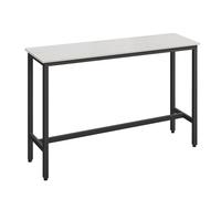 VASAGLE Mesa de Bar, Mesa de Cocina Rectangular Estrecha, Mesa Alta con Marco de Metal Robusto, 40 x 140 x 90 cm, Montaje Sencillo, Diseño Industrial, Blanco Rústico y Negro Tinta LBT140B73