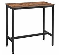 VASAGLE Mesa de Bar Rectangular Estrecha, Marco de Metal, 100 x 40 x 90 cm | Cocina, Diseño Industrial, Montaje Sencillo, Carga máx. 100 kg, Marrón Rústico y Negro Mate, Colección BARNET LBT10X
