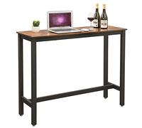 VASAGLE Mesa de Bar Rectangular Estrecha, Marco de Metal, 120 x 40 x 100 cm | Cocina, Diseño Industrial, Montaje Sencillo, Robusto, Marrón Rústico y negro mate, Colección BARNET LBT12X