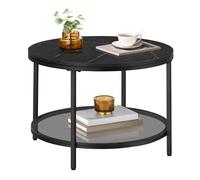 VASAGLE Mesa de Centro, Mesa de salón, Efecto mármol, Tablero de Cristal Templado, fácil de Montar, Estilo Moderno, mármol Negro y Negro Tinta LCT072B58
