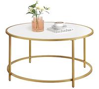 Mesa de Centro Redonda de Color Dorado y Blanco