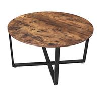 VASAGLE Mesa de Centro Redonda, Mesa de Café de Estilo Industrial, Estructura Metálica Duradera, Fácil de Montar, para Salón, Dormitorio, Marrón Rústico y Negro LCT88X