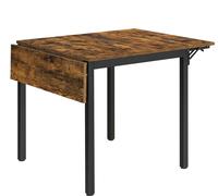 VASAGLE Mesa de comedor de color marrón rústico y negro tinta