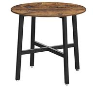 VASAGLE Mesa de Comedor, Mesa de Cocina Redonda, 80 x 80 x 75 cm | Estilo Moderno Básico, para Sala de Estar, Oficina, Marrón Rústico y negro mate, Colección BARNET KDT080B01