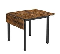 VASAGLE Mesa de Comedor, Mesa Extensible, Mesa de Hoja Abatible, para 2-4 Personas, para Cocina, para Espacios Pequeños, Marrón Rústico y Negro Tinta KDT077B01