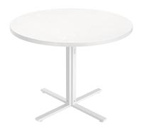 VASAGLE Mesa de Comedor Redonda, Mesa de Cocina Pequeña para 4 Personas, Estilo Rústico, Superficie Resistente al Agua, Diámetro de 80 cm, Alto de 74,8 cm, para Salón, Blanco Nieve KDT082W01