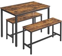 VASAGLE Mesa de comedor y 2 sillas de color marrón rústico y negro tinta