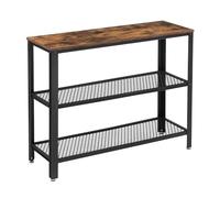 VASAGLE Mesa de Consola, Aparador, con 2 Estantes de Celosía, para salón, Pasillo, 101,5 x 35 x 80 cm, Marco de Acero, Estilo Industrial, Marrón Rústico y Negro LNT81BX