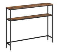 VASAGLE Mesa de Consola de 2 Niveles, Mesa Auxiliar con 2 Estantes, 20 x 100 x 80 cm, para Sala de Estar, Pasillo, Recibidor, Marrón Rústico y Negro Tinta LNT131K01