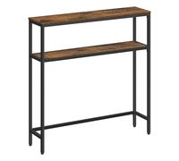 VASAGLE Mesa de Consola de 2 Niveles, Mesa Auxiliar con 2 Estantes, 20 x 80 x 80 cm, para Sala de Estar, Pasillo, Recibidor, Marrón Rústico y Negro Tinta LNT130K01