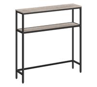 VASAGLE Mesa de Consola de 2 Niveles, Mesa Auxiliar con 2 Estantes, 20 x 80 x 80 cm, para Sala de Estar, Pasillo, Recibidor, Greige Mélange y Negro Tinta LNT130K02