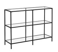 VASAGLE Mesa de Consola de Entrada, 3 Niveles, 30 x 100 x 73 cm | Estante de Vidrio Templado, Marco de Metal, Minimalista, Negro Mate y Vidrio Transparente, Colección BARIS LGT027B01