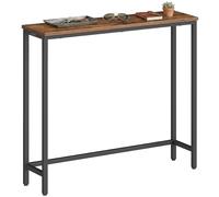 VASAGLE Mesa de Consola, Mesa de Recibidor, Tablero de Una Sola Pieza, Montaje Fácil, para Pasillo, Dormitorio, Salón, 1 Estante, 20 x 80 x 81,2 cm, Marrón Rústico y Negro Tinta LNT035KD01