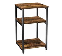 VASAGLE Mesa de Sofá, Mesa Auxiliar de 3 Niveles, Mesita de Noche con Marco de Acero, para Salón, Dormitorio, Estudio, Marrón Rústico y Negro Tinta LET273B01
