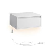 VASAGLE Kailyn Colección - Mesita de Noche Colgante, Luz con 3 Pantallas, Estante de Pared con Cajón, 35 x 40 x 18 cm, Estilo Moderno, Sala de Estar, Dormitorio, Blanco Nube LET654W01