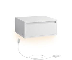 VASAGLE Mesita de Noche Colgante, Luz con 3 Pantallas, 40 x 35 x 19 cm | Estante de Pared con Cajón, Estilo Moderno, Sala de Estar, Dormitorio, Blanco Nube, KAILYN Colección LET654W01
