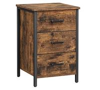 VASAGLE Mesita de Noche con 3 cajones, Mesa Auxiliar, para Dormitorio, salón, 40 x 40 x 60 cm, Estilo Industrial, Marrón Rústico y Negro LET509B01