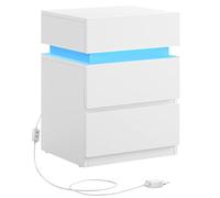 VASAGLE Mesita de Noche con Tira de Luz LED, 3 Cajones | Mesa Auxiliar Estilo Moderno, Multicolor Variable, 40 x 35 x 55 cm, Blanco Nube, Colección KAILYN LET630T10