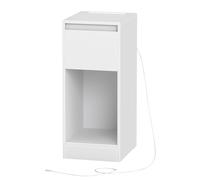 VASAGLE Mesita de Noche Estrecha, Mesa Auxiliar, con Iluminación LED, 1 Puerto USB-A, 1 Puerto USB-C, Cajón y Compartimento, Dormitorio, Salón, Blanco Nube/Amarillo Almendra y Blanco Nube Amarillo Alm