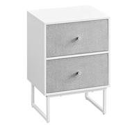 VASAGLE Mesita de Noche, Mesa Auxiliar con Almacenamiento, 2 Cajones Extraíbles de Tela, para Dormitorio, Salón, Blanco Nube y Gris Paloma LGS029W14