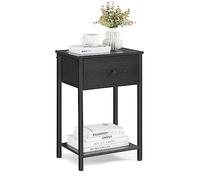 VASAGLE Mesita de Noche, Mesa Auxiliar con cajón de Tela, Mesa Auxiliar de 24 Pulgadas de Alto con Estante de Almacenamiento, Color Negro ULGS021B21