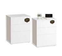 Montaje Ultrarrápido sin Herramientas Toolless Mesita de Noche Blanco Mate y Beige Capuchino