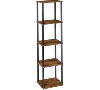 VASAGLE Montaje Súper Rápido sin Herramientas, Estantería de Almacenamiento de 5 Niveles, 23,8 x 38 x 139 cm, para Salón, Dormitorio, Cocina, Marrón Rústico y Negro Tinta Marrón Rústico y Negro Tinta