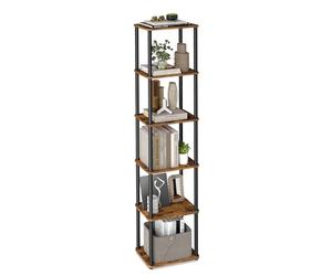 VASAGLE Montaje Súper Rápido sin Herramientas, Estantería de Almacenamiento de 6 Niveles, 23,8 x 38 x 173,4 cm, para Salón, Dormitorio, Cocina, Marrón Rústico y Negro Tinta LLS136K01