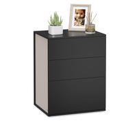 VASAGLE Montaje Ultrarrápido sin Herramientas Toolless, Mesita de Noche, con 3 Cajones, Moderna, Minimalista, Dormitorio, Sala de Estar, Negro Tinta y Beige Capuchino LET778B01