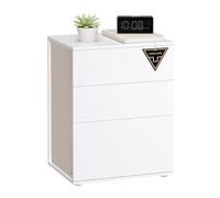 Montaje Ultrarrápido sin Herramientas Toolless Mesita de Noche Blanco Mate y Beige Capuchino