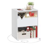 VASAGLE Montaje Ultrarrápido sin Herramientas Toolless, Mesita de Noche, Mesa Auxiliar con Función de Carga, con Cajón, Moderna, para Dormitorio, Sala de Estar, Blanco Mate LET777W04
