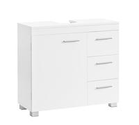 VASAGLE Mueble Bajo Lavabo, 3 Cajones, con Pies, 30 x 70 x 63,8 cm | Armario de Baño, 2 Compartimentos Detrás de la Puerta, Blanco Nube, Colección CUSTOS BBK503W10