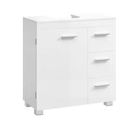 VASAGLE Mueble Bajo Lavabo, Armario de Baño, 3 Cajones, 2 Compartimentos Detrás de la Puerta, con Pies, 30 x 60 x 64 cm, Blanco Nube BBK514WB01