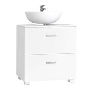VASAGLE Mueble bajo Lavabo, Armario de Baño, MDF, con 2 Cajones, 60 x 30 x 63,8 cm, Blanco, Colección Kailyn BBK520WB01