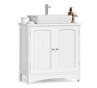 VASAGLE Mueble Bajo Lavabo con 2 Puertas, Armario para Debajo del Lavabo, Estante Ajustable, Amplio Espacio, Estilo Rústico, 30 x 60 x 60 cm, Blanco Nube BBC100WH01