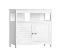 VASAGLE Mueble Bajo Lavabo, Mueble de Baño, Armario Bajo Lavabo, con 2 Puertas de Lamas, Mucho Almacenamiento, Estilo Moderno, 30 x 60 x 60 cm, Blanco BBC02WT