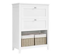 VASAGLE Mueble de Baño, Armario de Baño, 2 Cajones con un Juego de Divisor Regulable, 2 Cestas, Aparador, 30 x 60 x 80 cm, Blanco Nube BBC545W02