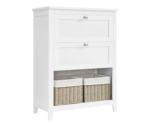 VASAGLE Mueble de Baño, Armario de Baño, 2 Cajones con un Juego de Divisor Regulable, 2 Cestas, Aparador, 30 x 60 x 80 cm, Blanco Nube BBC545W02