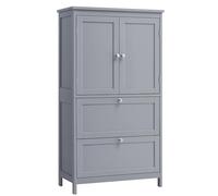 VASAGLE Mueble de Baño, Armario de Baño, Armario de Cocina, Armario Almacenaje con 2 Cajones y 2 Puertas, Estante Regulable, 30 x 60 x 110 cm, Gris Paloma BBC551G02
