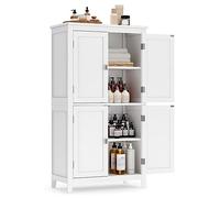 VASAGLE Mueble de Baño, Armario de Cocina y Almacenaje con 4 Puertas, Estantes Ajustables, 30 x 60 x 110 cm, Blanco BBC552P31