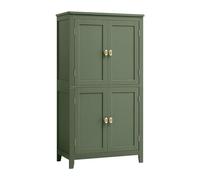 VASAGLE Mueble de Baño, Armario de Cocina y Almacenaje con 4 Puertas, Estantes Ajustables, 30 x 60 x 110 cm, Verde Bosque BBC552C01