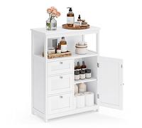 VASAGLE Mueble de Baño, Armario, Unidad de Almacenamiento, con 3 Cajones, Estantes Regulables, 30 x 60 x 80 cm, Blanco BBC542P31V1