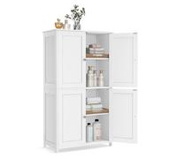 VASAGLE Mueble de Baño con 4 Puertas, 60 x 30 x 108.5 cm | Armario de Cocina, Armario Almacenaje, Estante Regulable, nube blanca, Colección SIREN BBC553WH01