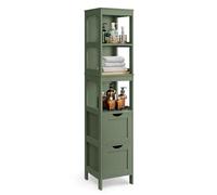 VASAGLE Mueble de baño Independiente con 2 cajones para baño, salón, Cocina, Moderno, 30 x 30 x 141,5 cm, Color Verde Bosque BBC066C01