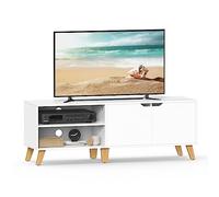 VASAGLE Mueble de TV de 2 Puertas, Soporte de TV con Estantes Ajustables, Largo de 140 cm, para Televisores de 60 Pulgadas, para Salón, Comedor, Dormitorio, Blanco LTV027T46