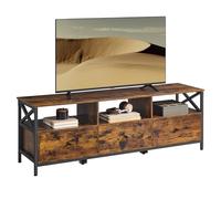 VASAGLE Mueble de TV, Mesa de TV de hasta 65 Pulgadas, con 3 Cajones de Tela y 3 Compartimentos Abiertos, 147 x 40 x 50 cm, para Salón, Dormitorio, Marco de Acero, Marrón Rústico y Negro LTV304KD01