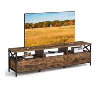 VASAGLE Mueble de TV, Mesa de TV de hasta 80 Pulgadas, con 3 Cajones de Tela y 3 Compartimentos Abiertos, 178 x 40 x 50 cm, para Salón, Dormitorio, Marco de Acero, Marrón Rústico y Negro LTV303KD01